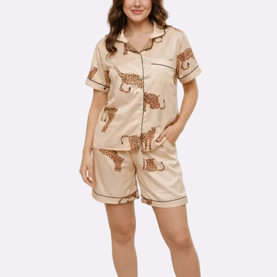Casual Printed Satin Nightsuit Co-ord Set,