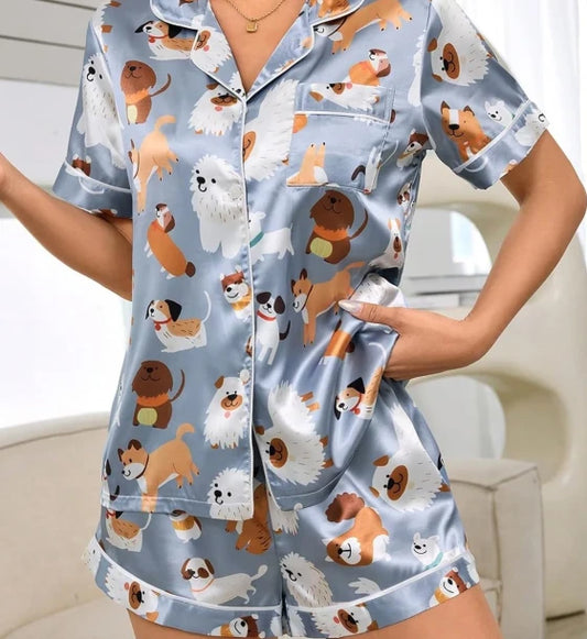 Women's Casual Printed Satin Nightsuit