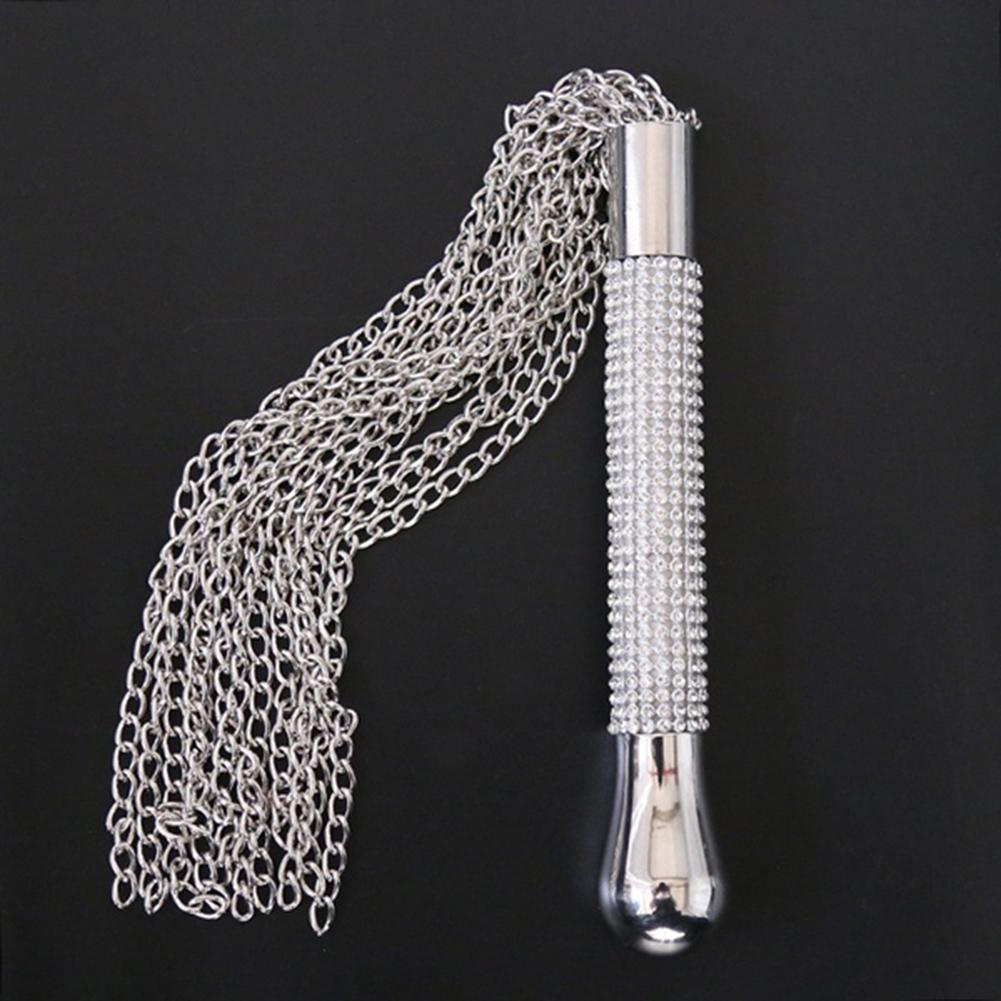 Rhinestone Handle Wave Metal Chain Sex Whip Couple Flirting Toy Adult Product Comfortable to use and leave boundless imagination