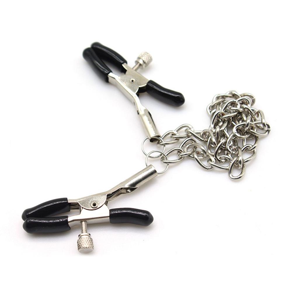 Nipple Clamps Women Sex Slave Black  Metal chain Breast Clip SM Bondage Breast Sex Toy Adult Game Clitoris clamp