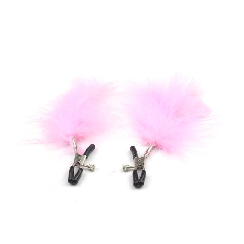2pc Steel Breast Clip Shaking Stimulate Sexy Papilla Clip Female Breast Clips Feather Breast Nipple Clamps Exotic Accessories
