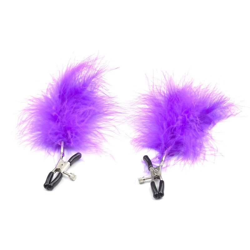 2pc Steel Breast Clip Shaking Stimulate Sexy Papilla Clip Female Breast Clips Feather Breast Nipple Clamps Exotic Accessories