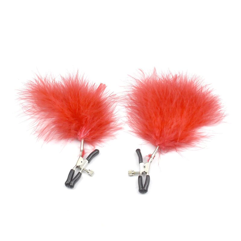 2pc Steel Breast Clip Shaking Stimulate Sexy Papilla Clip Female Breast Clips Feather Breast Nipple Clamps Exotic Accessories