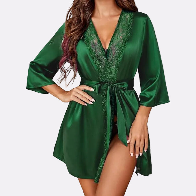 Women’s Satin Nightwear Kimono – Elegant Lounge Robe