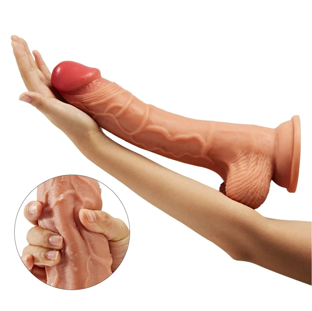 10 Inch Curved Textured Dildo