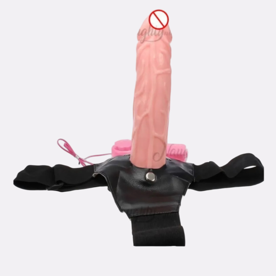 8 Inch Vibrating Hollow Strap-On Belt