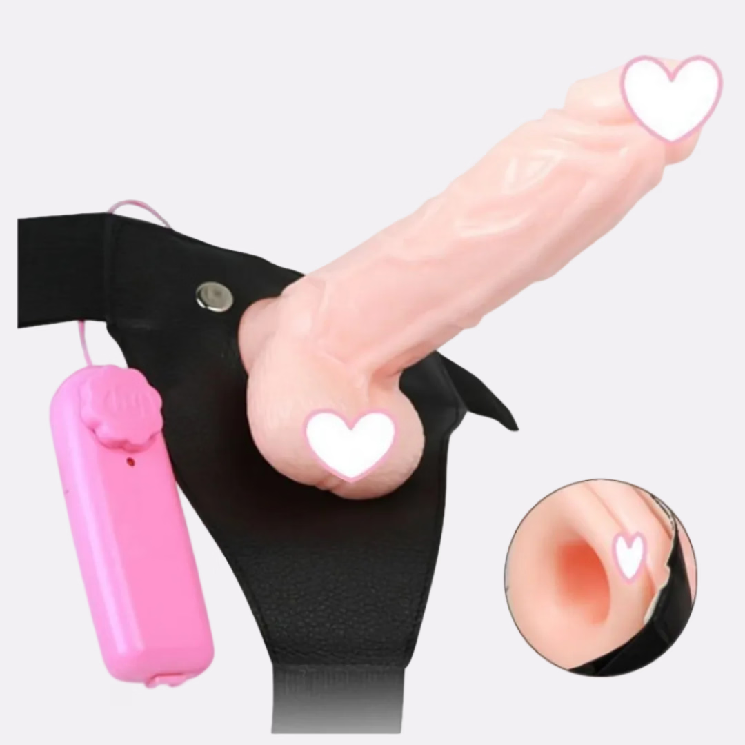 8 Inch Vibrating Hollow Strap-On Belt