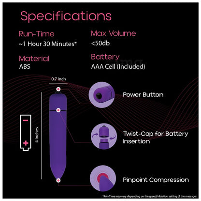 La Privado Wellness Mini Pocket Bullet Massager – Quiet Vibration, Compact Design, Battery Operated