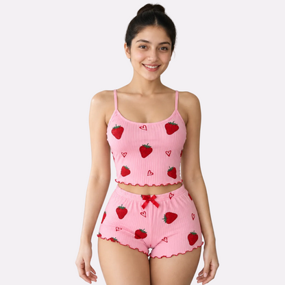 Women's Ribbed Babydoll Nightwear – Berry Pink