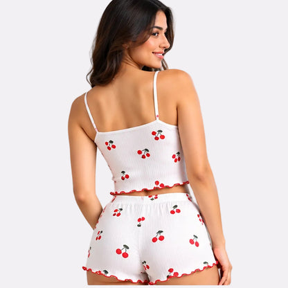 Women's Ribbed Babydoll Nightwear – Cherry White