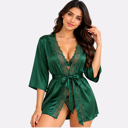 Women’s Satin Nightwear Kimono – Elegant Lounge Robe