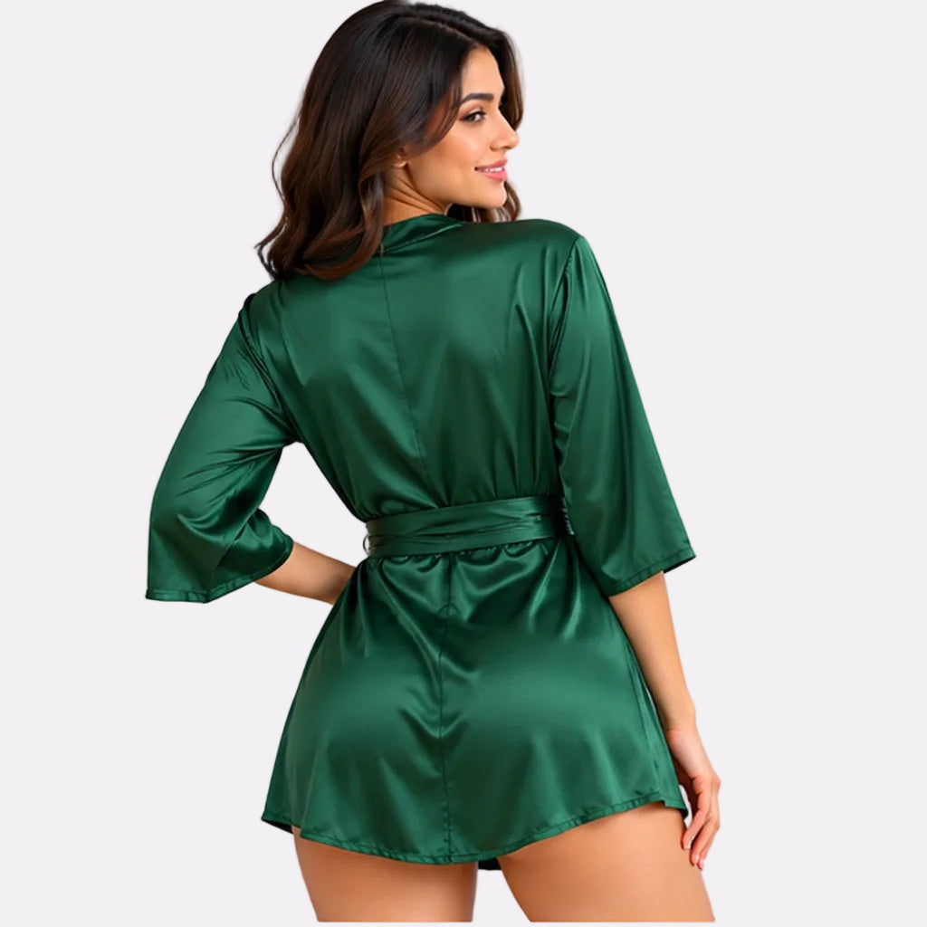 Women’s Satin Nightwear Kimono – Elegant Lounge Robe