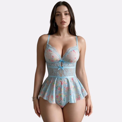 Women Premium Daisy Lace Babydoll Nightwear,