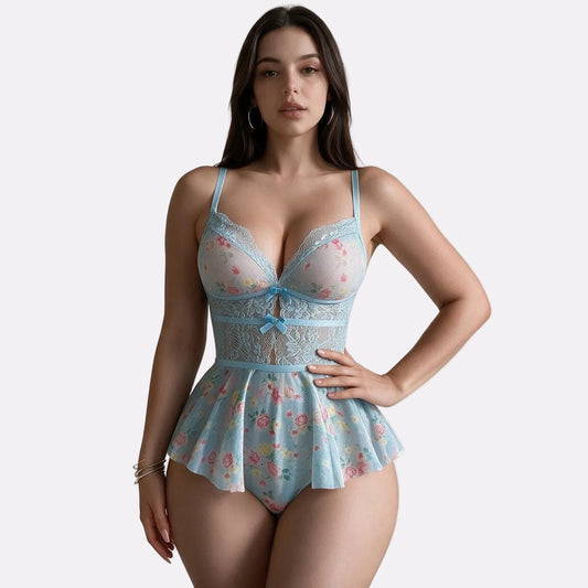 Women Premium Daisy Lace Babydoll Nightwear,
