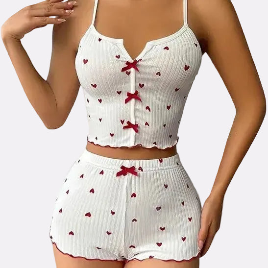 Women's Ribbed Babydoll Nightwear – White