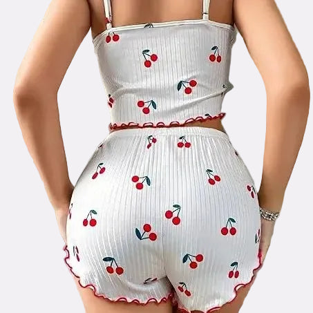 Women's Ribbed Babydoll Nightwear – Cherry White