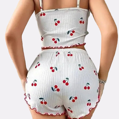 Women's Ribbed Babydoll Nightwear – Cherry White