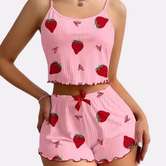 Women's Ribbed Babydoll Nightwear – Berry Pink
