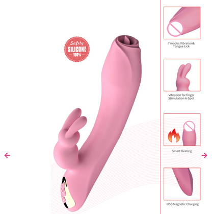 Dual Vibrating Rabbit Wellness Massager – 7 Modes, Magnetic Rechargeable & IPX6 Waterproof