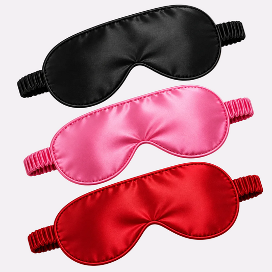 Satin Sleep Eye Mask Combo – Black, Pink & Red (Pack of 3)